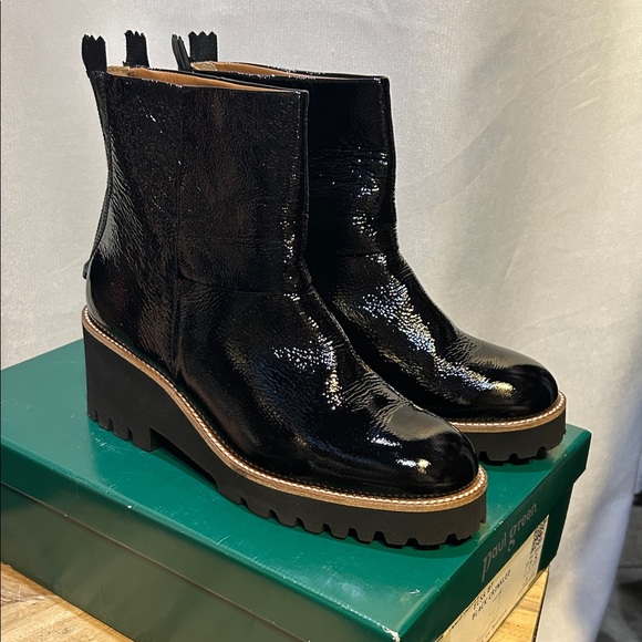 Paul Green Shiny Black Ankle Boots